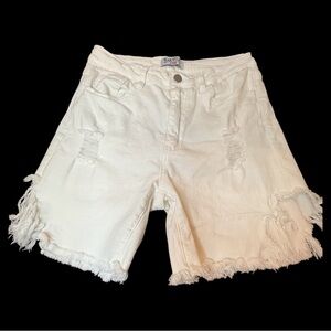SWANK high waist distressed white jean shorts… have a lot of stretch size sm 4/6